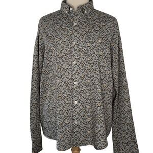 Express Gray Floral Button Down‎ Blouse
